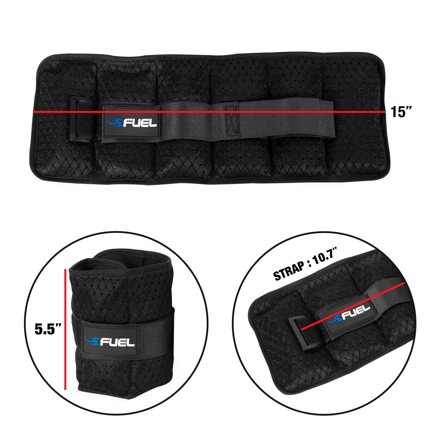 Fuel Pureformance Adjustable Wrist/Ankle Weights, 2.5-Pound Pair (5 Lb Total)