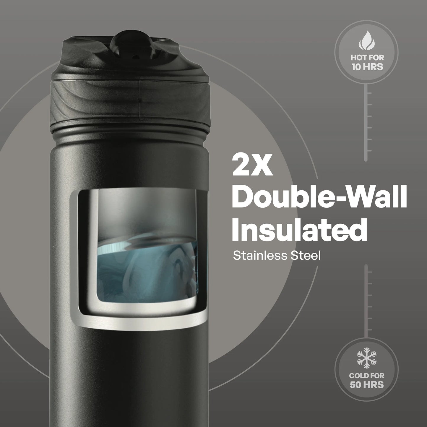 Stainless Steel Ranger Water Bottle with Easy Sip Straw 26Oz, Black