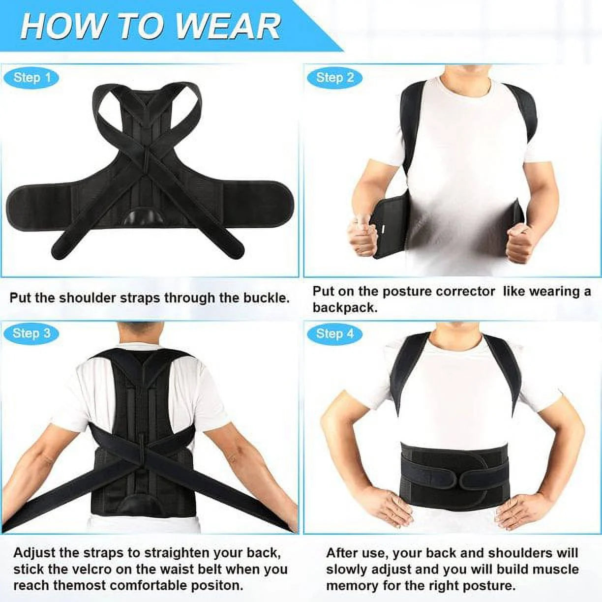 Posture Corrector for Men & Women - Back Brace for Lumbar Support and Upright - Breathable Back Straightener - Posture Improve and Neck, Back, Shoulder Pain Relieve