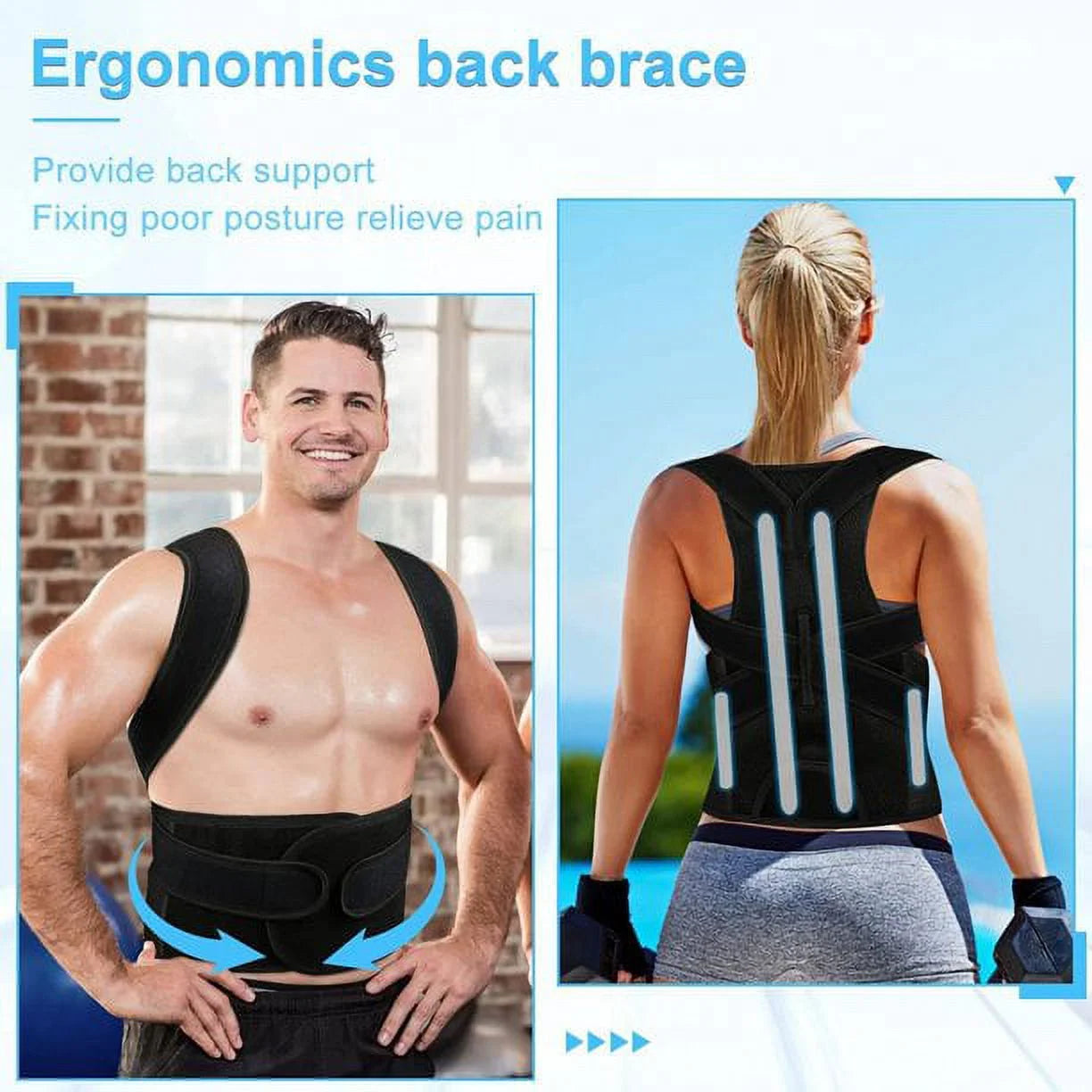 Posture Corrector for Men & Women - Back Brace for Lumbar Support and Upright - Breathable Back Straightener - Posture Improve and Neck, Back, Shoulder Pain Relieve