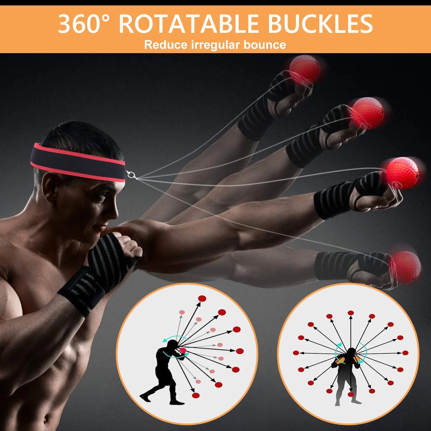 Boxing Balls Set of 4, Boxing Equipment Punching Ball with 2 Adjustable Headbands Improve Hand Eye Coordination for Adult and Kids