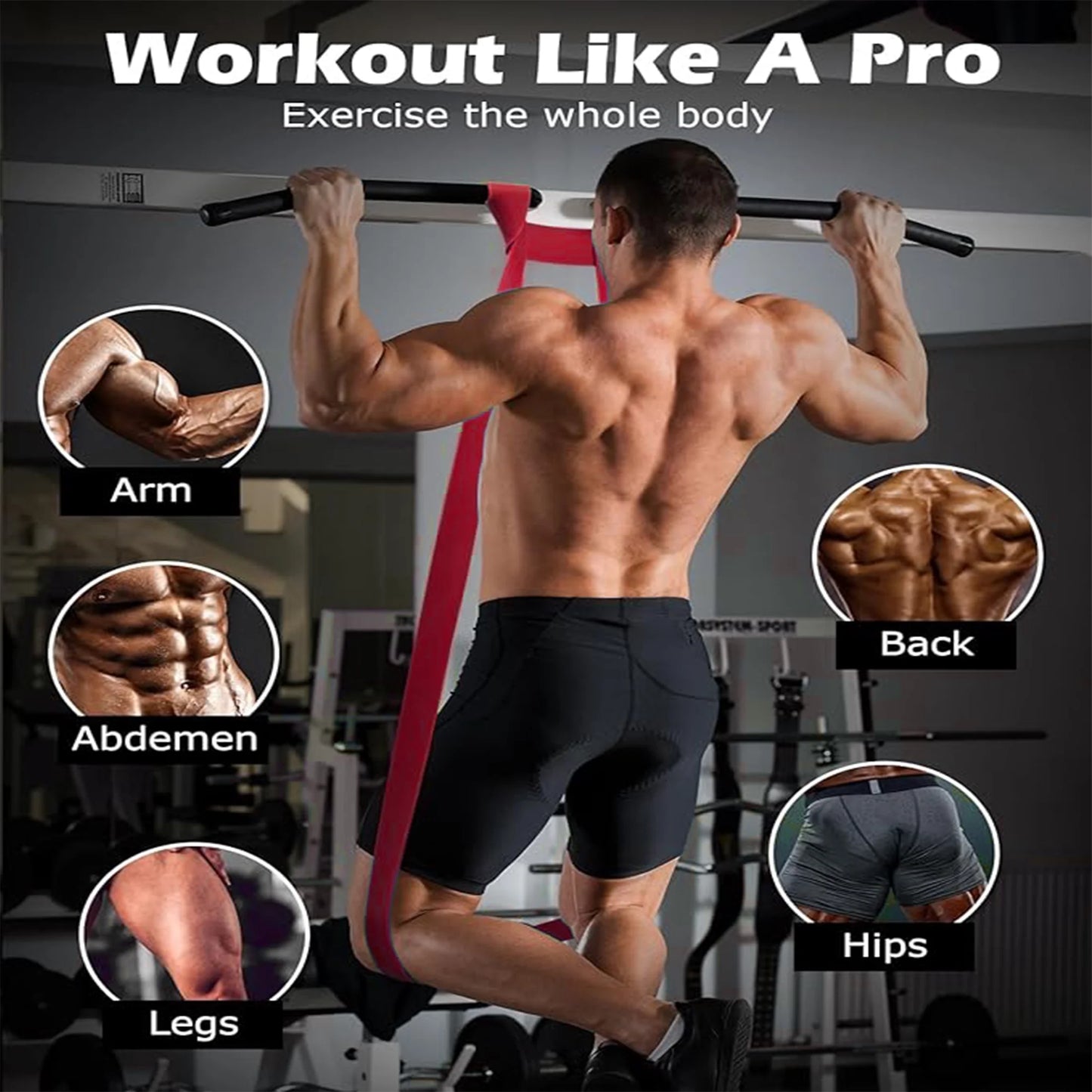 6PCS Resistance Bands Set for Exercise Fitness, Pull-Up Assistance Bands Set , Elastic Workout Bands for Ankle, Leg, Stretching, Yoga and Home Fitness with Carry Bag