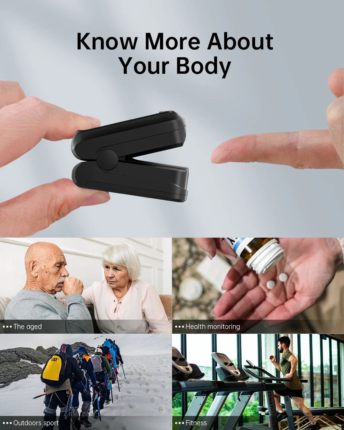 Pulse Oximeter Fingertip Blood Oxygen Saturation Monitor，Heart Rate Monitor Spo2 Meter