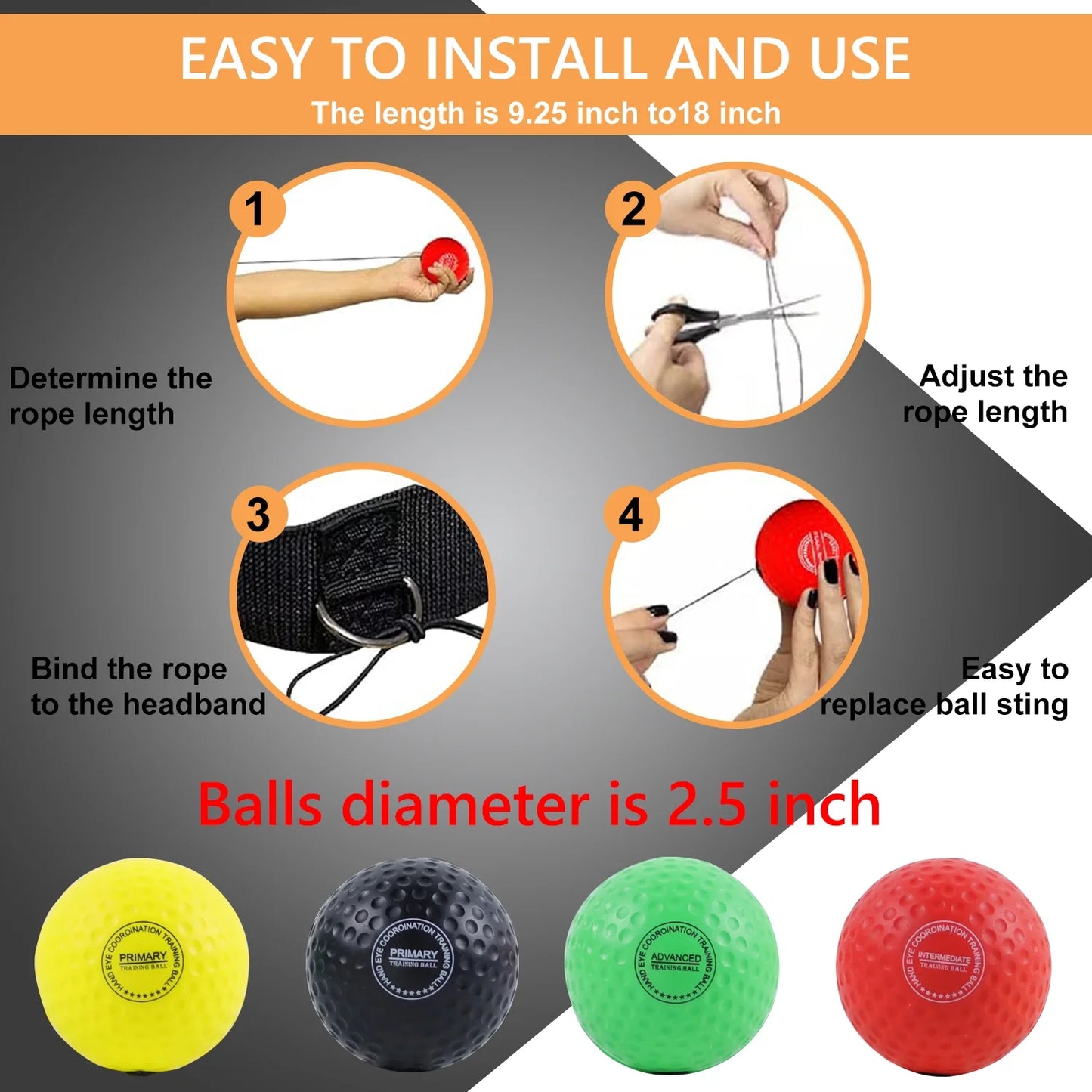 Boxing Balls Set of 4, Boxing Equipment Punching Ball with 2 Adjustable Headbands Improve Hand Eye Coordination for Adult and Kids