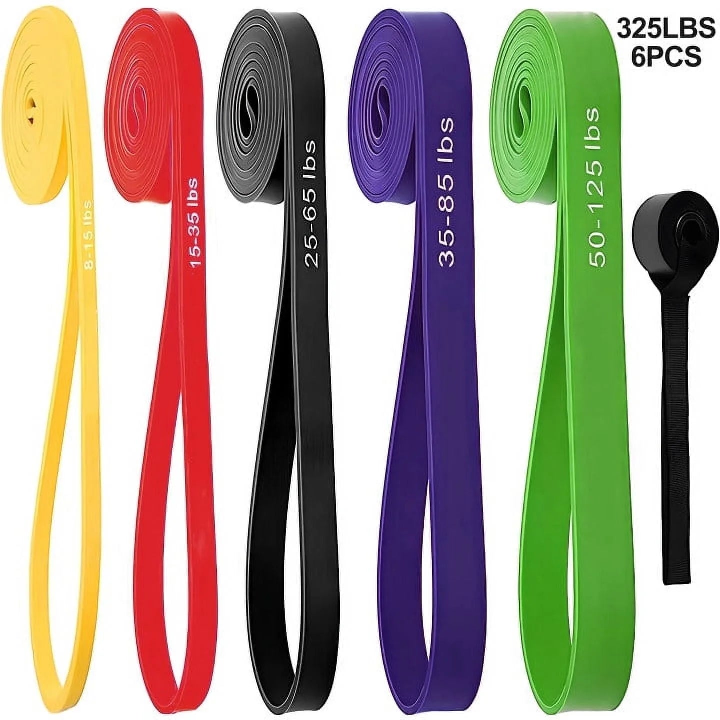 6PCS Resistance Bands Set for Exercise Fitness, Pull-Up Assistance Bands Set , Elastic Workout Bands for Ankle, Leg, Stretching, Yoga and Home Fitness with Carry Bag