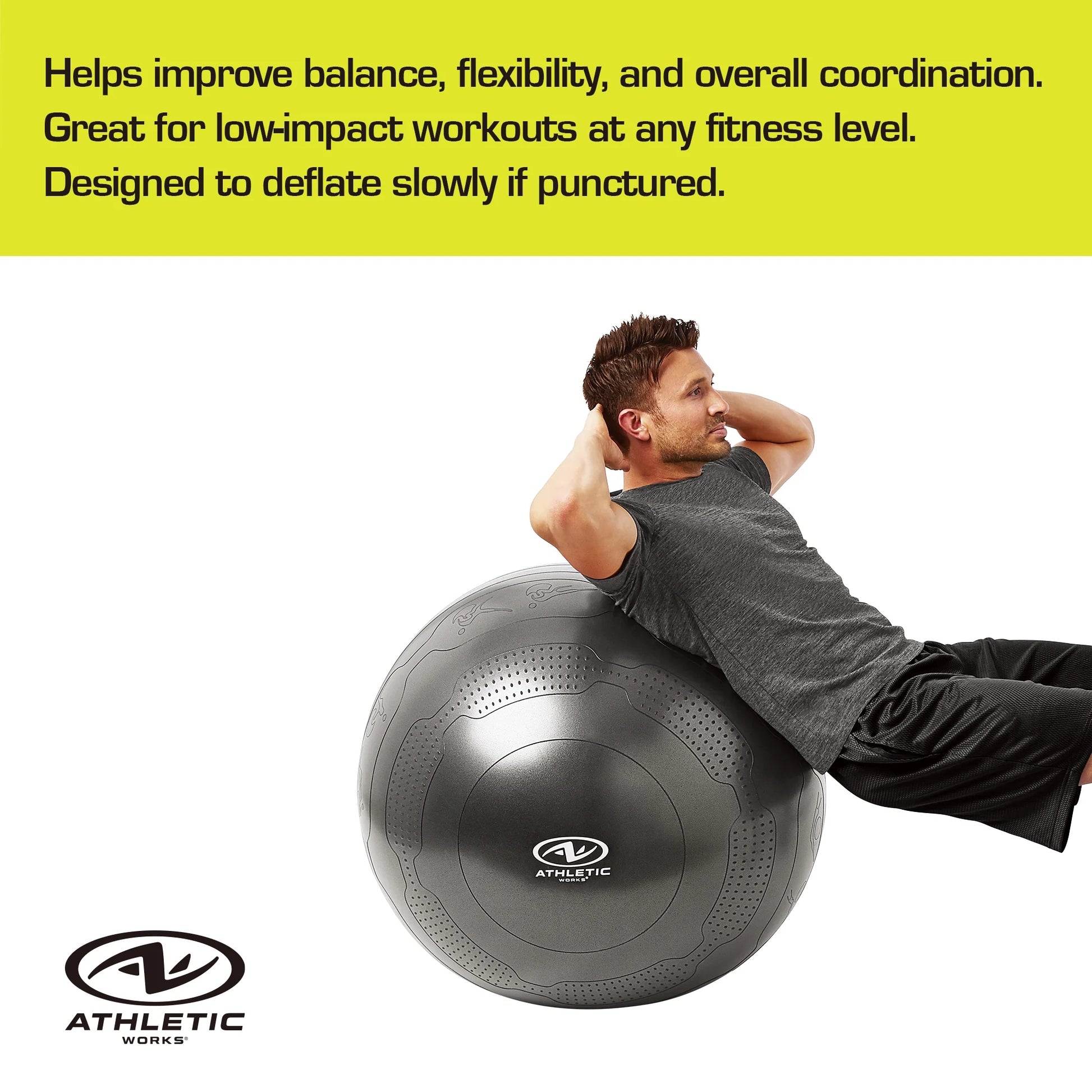 75Cm Yoga Ball, Anti-Burst, Exercises Poses Embossed
