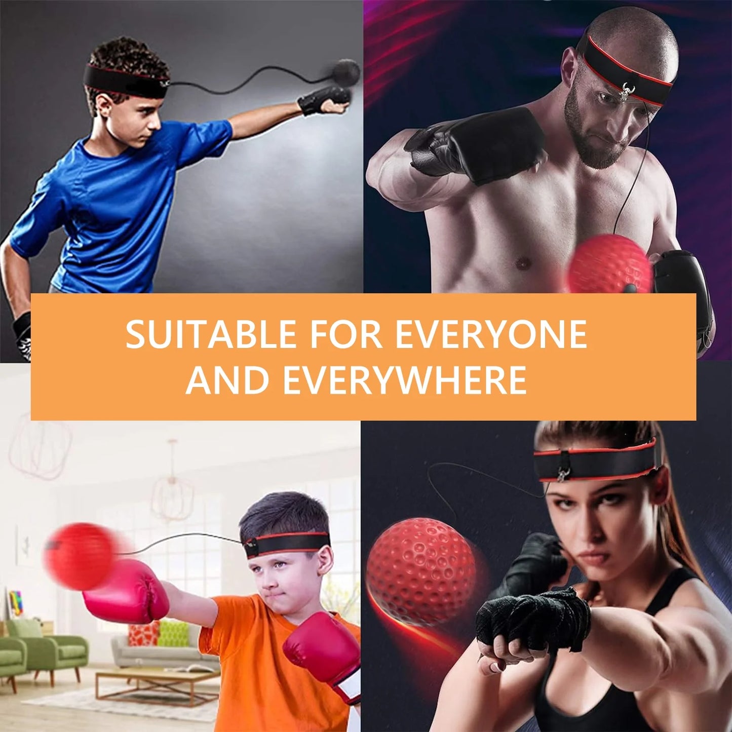 Boxing Balls Set of 4, Boxing Equipment Punching Ball with 2 Adjustable Headbands Improve Hand Eye Coordination for Adult and Kids